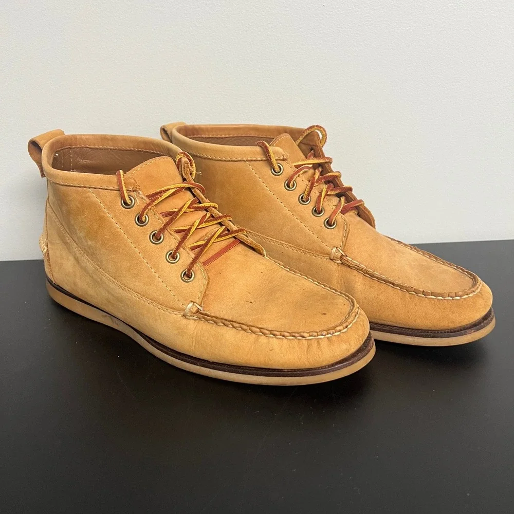 LL Bean Signature Mens Tan Leather Boots 281251 Size 10.5 D